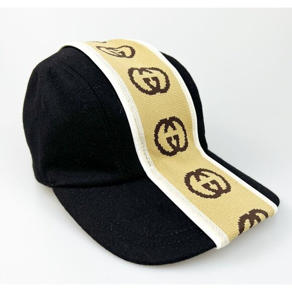 NWT Gucci interlocking G stripe hat in black size M - Picture 5 of 12
